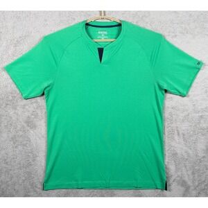 Rhone Shirt Mens Medium Green Henley V Neck Short Sleeve Performance Stretch Tee